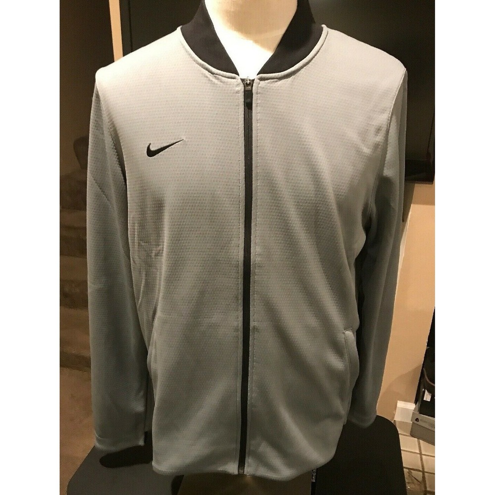 Nike Mens Jacket Full Zip Basketball Warm Up Size Large Gray Dri-Fit NEW $140